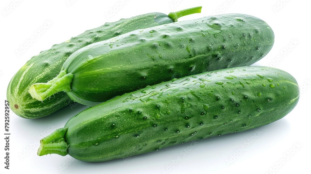 Vegetable cucumber isolated on white background. Tasty healthy full of vitamins Generative AI Vegetable cucumber isolated on white background. Tasty healthy full of vitamins Generative AI