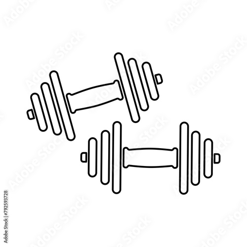 dumbbell icon on a white background, sport tool, vector illustration