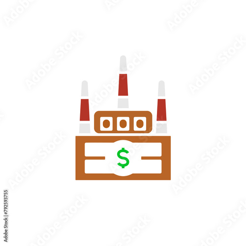icon of the factory money, on a white background, vector illustration