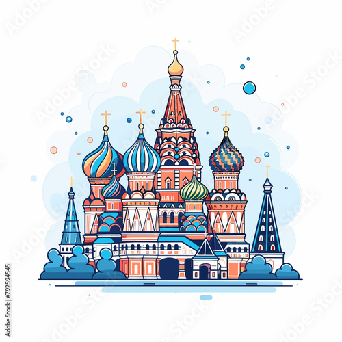 Saint Basil s Cathedral hand-drawn comic illustration. Cathedral of Vasily the Blessed. Vector doodle style cartoon illustration