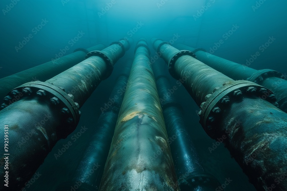 Group of Pipes Submerged in Water Group of Pipes Submerged in Water