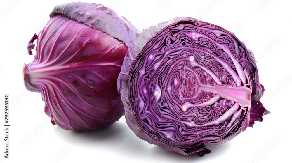 Fototapeta premium Vegetable redcabbage isolated on white background. Tasty healthy full of vitamins Generative AI