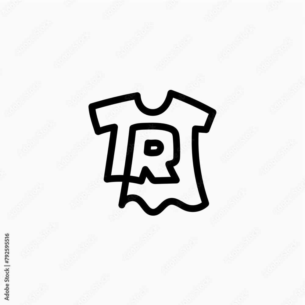 r letter kid tee tshirt apparel clothing monogram logo vector icon illustration