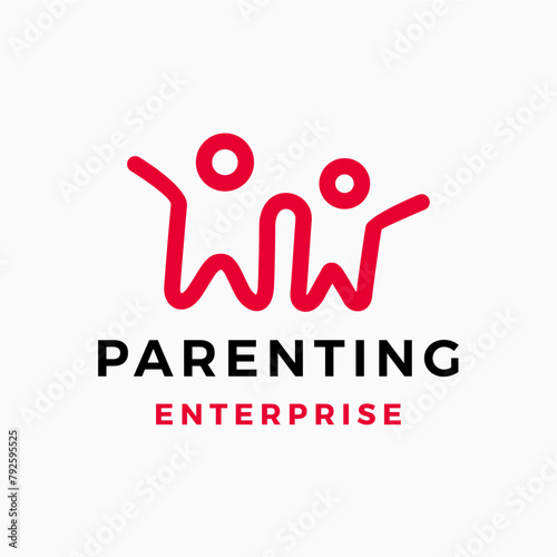 adult child parent parenting father son mother daughter logo vector icon illustration