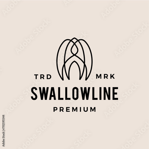 Swallow Bird outline line lineart monoline Logo Vector Icon illustration © gaga vastard