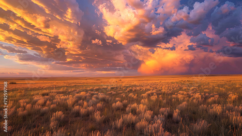Dramatic skies at sunset in southeastern Wyoming sage © Ghazanfar