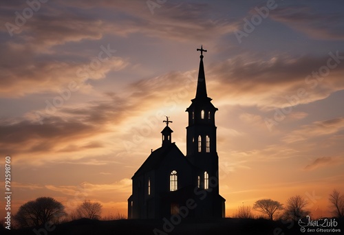 church at sunset photo