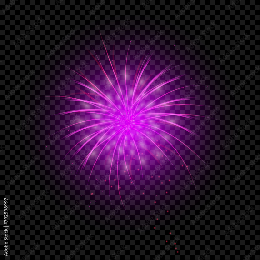 Obraz premium Bright firework illustration on transparent background