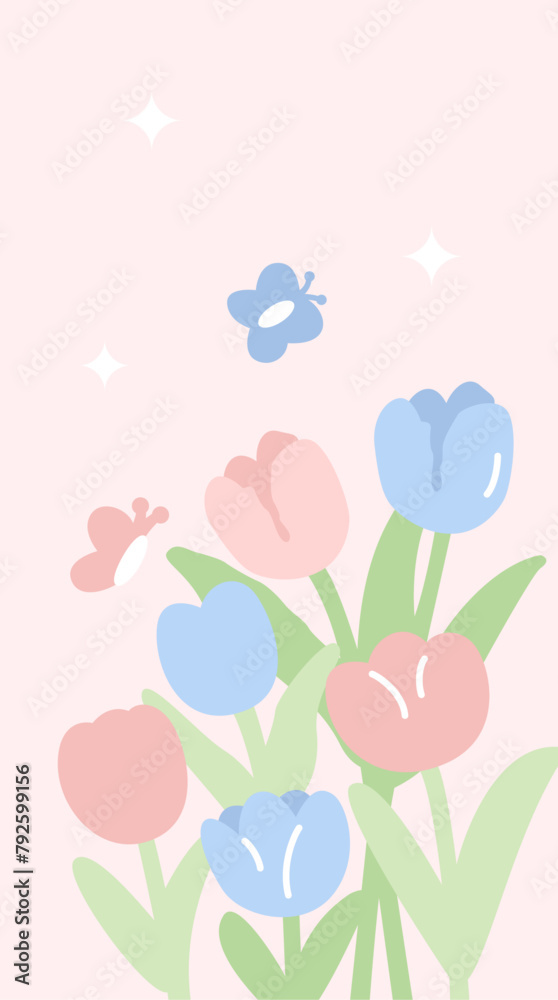 Hand drawn mobile phone wallpaper, cute floral pattern