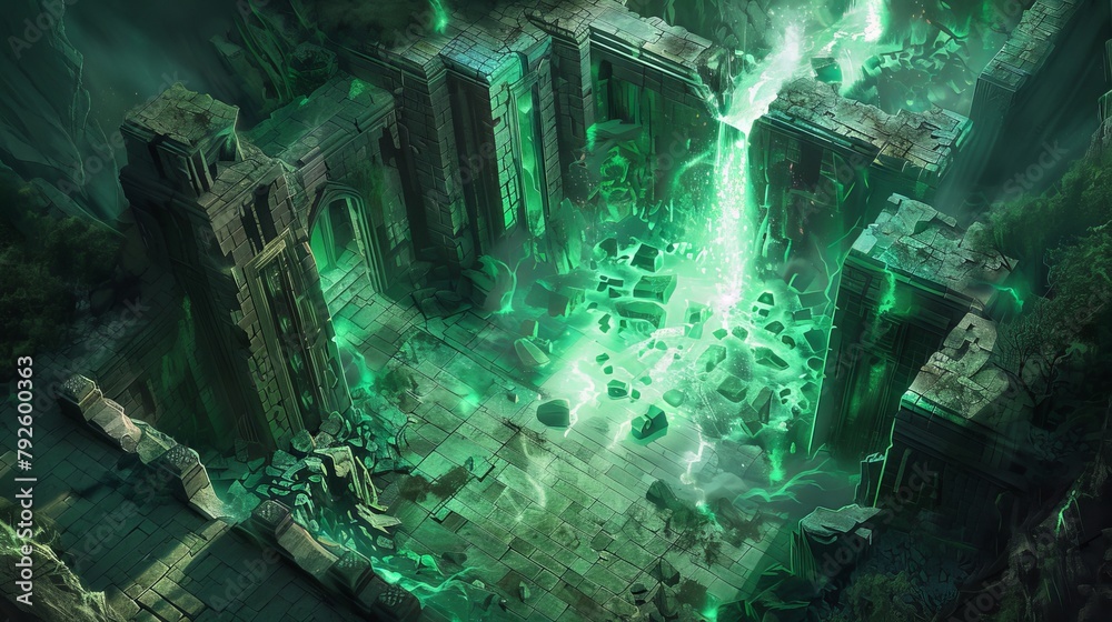 Scene from a fantasy RPG, where adventurers encounter a series of ...