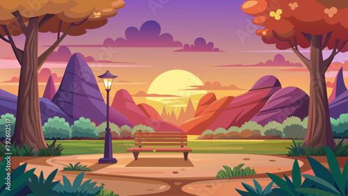 landscape scene of nature park at sunset time (20)