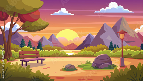 landscape scene of nature park at sunset time (38)
