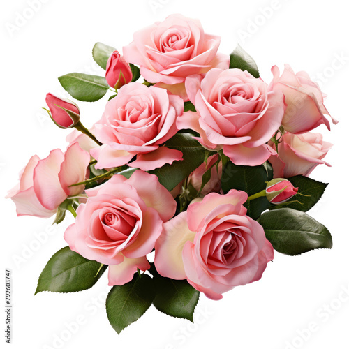Beautiful pink rose flowers arrangement isolated
