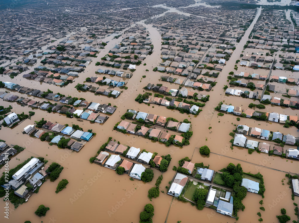 Foto de image of a city submerged in floods due to extreme rainfall and ...