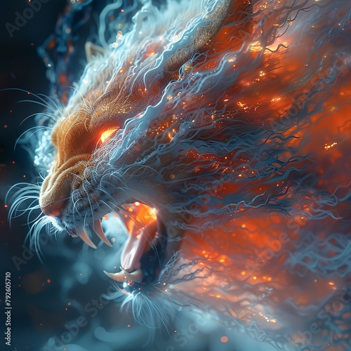 Chimera s roar, mythical might, fusion of ferocity and flame, detailed terror, bright fierceness, hybrid horror 
