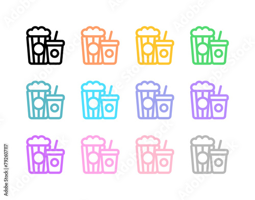 Editable popcorn, soda, snack, drink food, beverage vector icon. Movie, cinema, entertainment. Part of a big icon set family. Perfect for web and app interfaces, presentations, infographics, etc