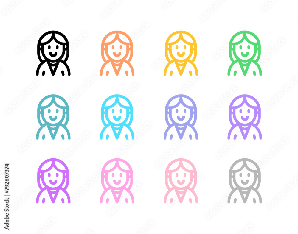 Editable female employee avatar vector icon. User, profile, identity, persona. Part of a big icon set family. Perfect for web and app interfaces, presentations, infographics, etc Editable female employee avatar vector icon. User, profile, identity, persona. Part of a big icon set family. Perfect for web and app interfaces, presentations, infographics, etc