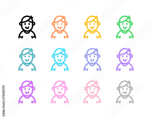 Editable person boy wearing t-shirt avatar vector icon. User, profile, identity, persona. Part of a big icon set family. Perfect for web and app interfaces, presentations, infographics, etc