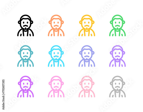 Editable man with buzz haircut and mustache avatar vector icon. User, profile, identity, persona. Part of a big icon set family. Perfect for web and app interfaces, presentations, infographics, etc