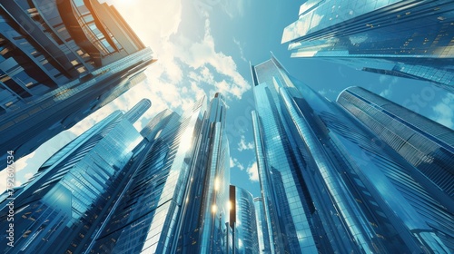 Futuristic architecture cityscape view with modern building skyscrapers AI generated photo