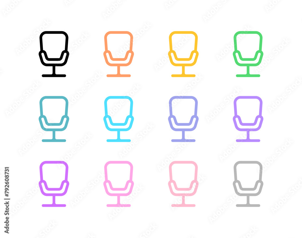 Set of chair icons with different colors Set of chair icons with different colors