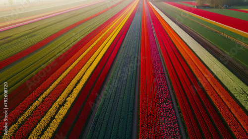 Fields with tulips in the spring 