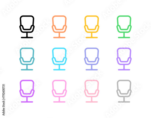 Set of chair icons with different colors