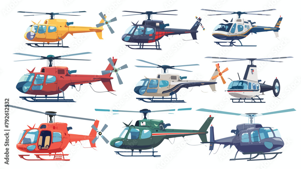 Set of helicopters. Helicopter icon isolated. Vector