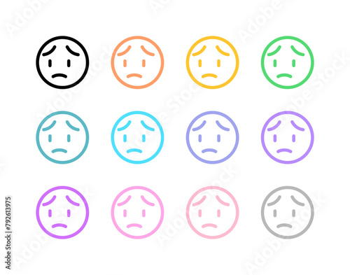 Editable worry, sad face expression emoticon vector icon. Part of a big icon set family. Part of a big icon set family. Perfect for web and app interfaces, presentations, infographics, etc