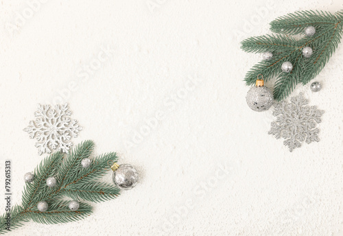 Christmas background with fir branches and decoration © Olena