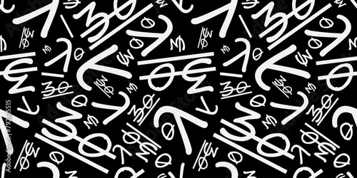Seamless school math random pattern with lambda, and crossed out number 30,3 and 0