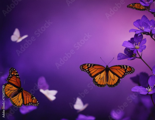 wallpaper that is purple and features butterflies