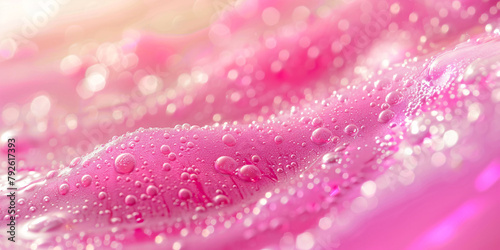 Abstract pink background, waves with bubbles. Web banner.