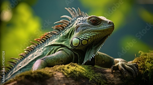Iguana lizard in the branch 