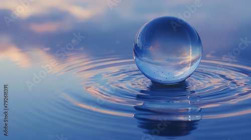 Crystal Ball Reflection on Water Surface