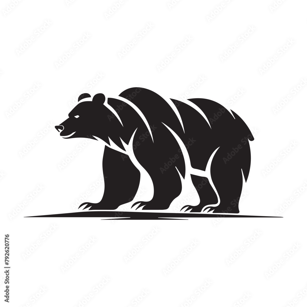 Fototapeta premium Simple grizzly bear icon logo, vector illustration on white background