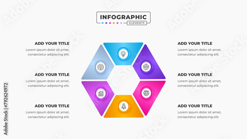 Vector circular infographic business presentation design template with 6 steps or options