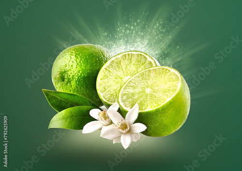 Limes  on the green background