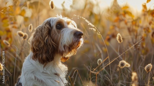 Grand Basset Griffon Vendeen dog in Autumn Twilight photo