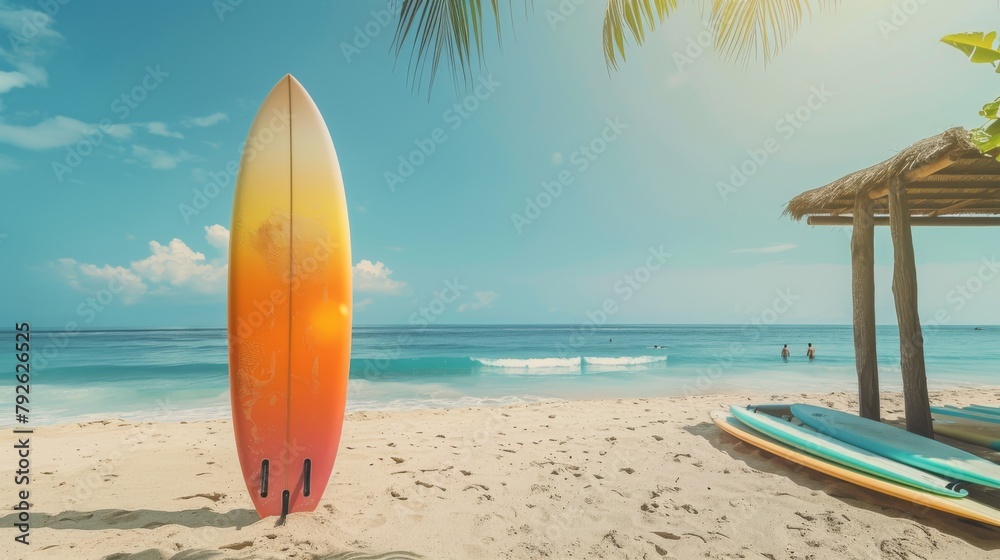 Surfboard on a Sunny Beach