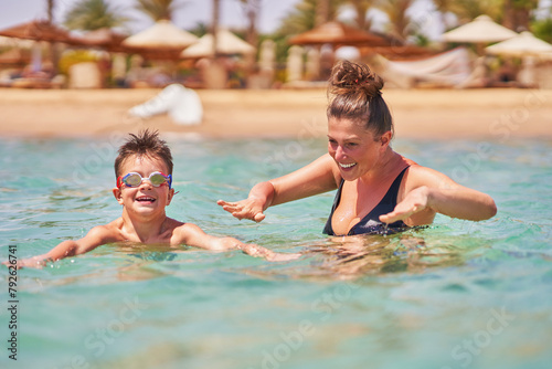 Photo of relaxing vacation in Egypt Hurghada mother with son