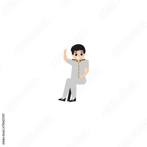 the teacher's pose is greeting teacher