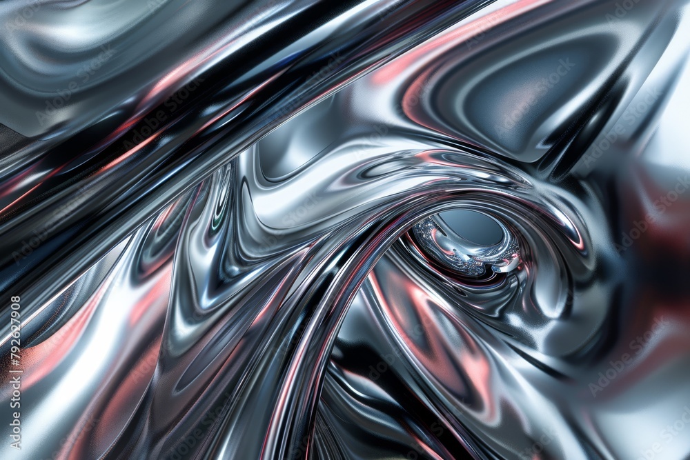 Fluid metallic reflections with intricate swirl patterns