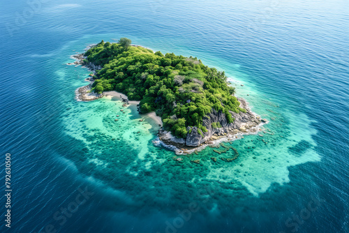 Aerial view of a secluded tropical island paradise Generative AI image photo