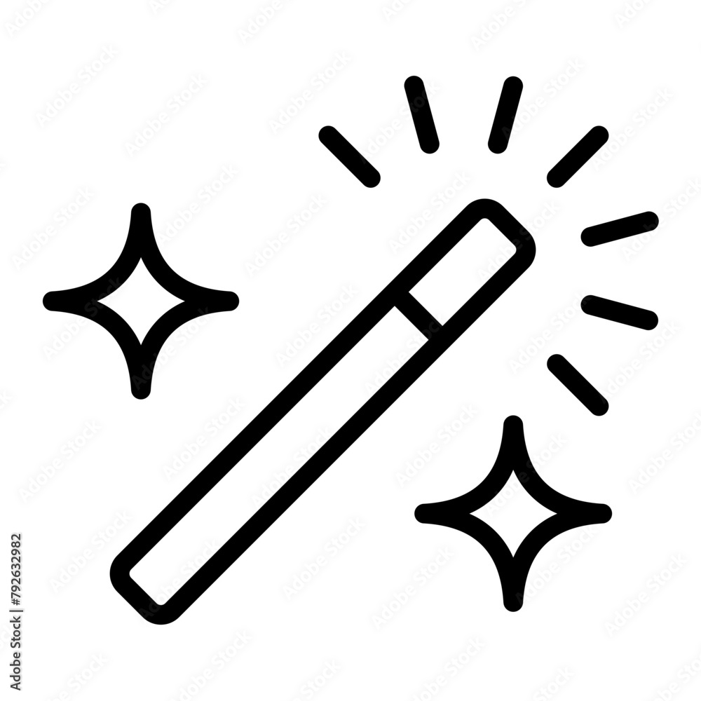 Magic Wand Vector Line Icon Design