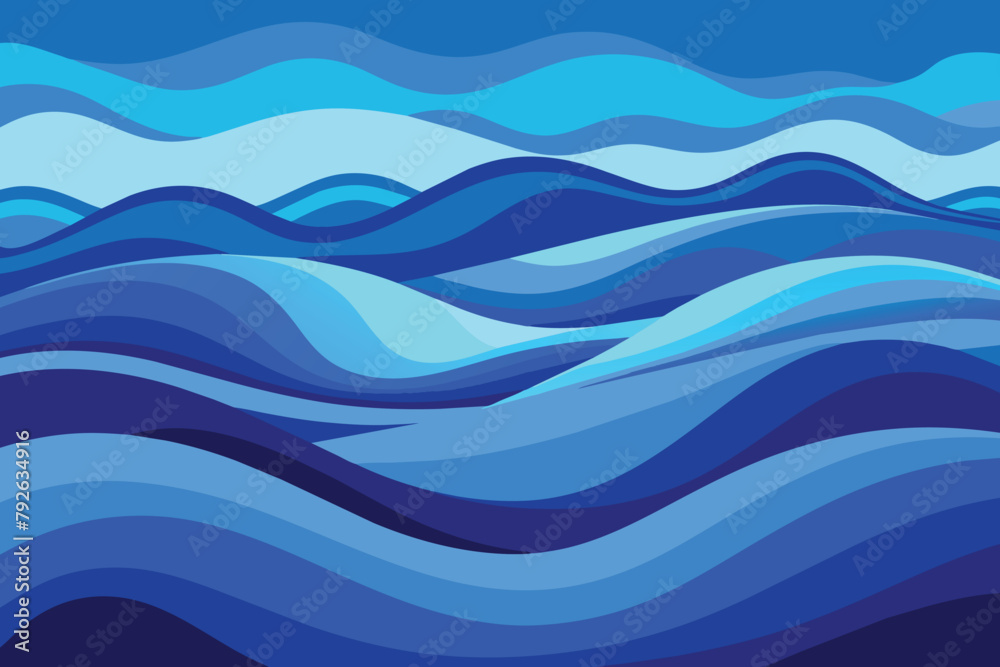 Abstract blue sea wavy vector background