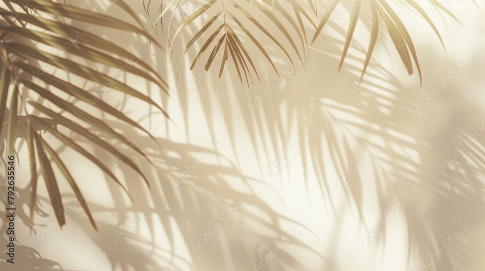 Obraz premium Abstract background with palm leaf shadows on white wall