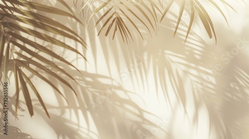 Abstract background with palm leaf shadows on white wall