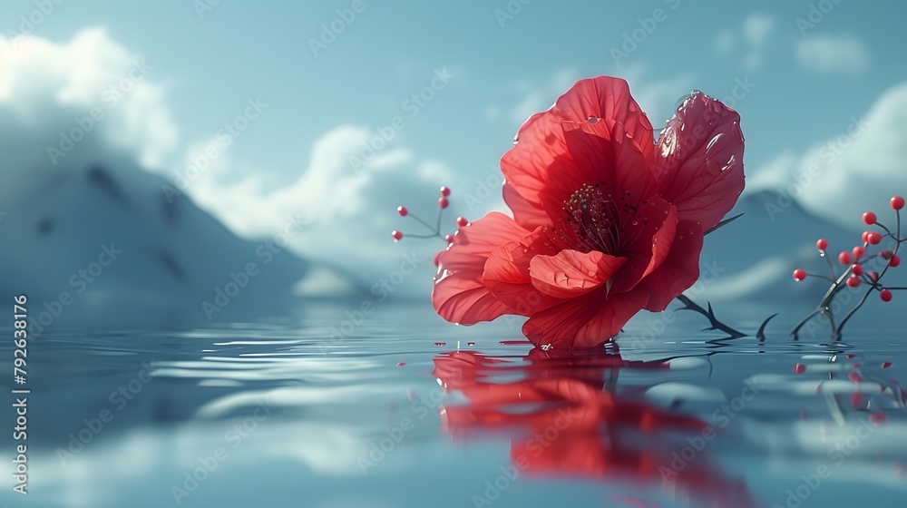 A minimalist depiction of a flower in sharp focus against a pristine plain background, with ample copy space A minimalist depiction of a flower in sharp focus against a pristine plain background, with ample copy space