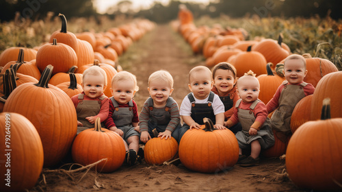children and Halloween pumpkin patch © qaiser